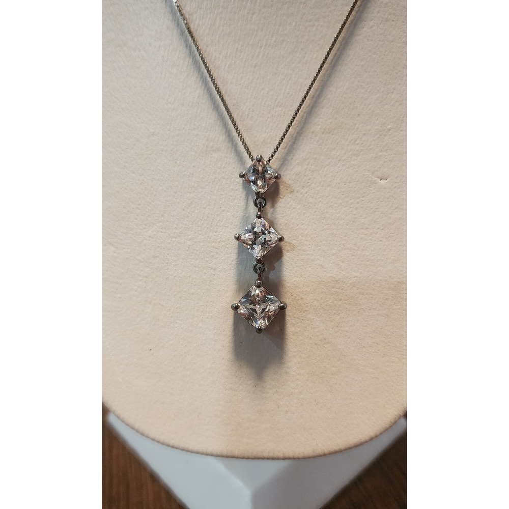 3 1/2 Ct Sterling Silver Journey Pendant‎ 18" Necklace Simulated Diamond 925
